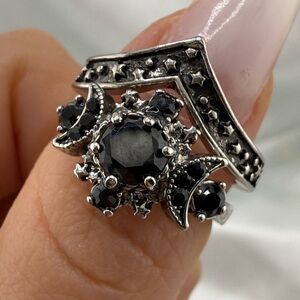 Women gothic vintage Silver and Black Women's Ring size 7